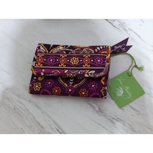 Vera Bradley Orange & Purple Euro Wallet In Safari Sunset Pattern NWT